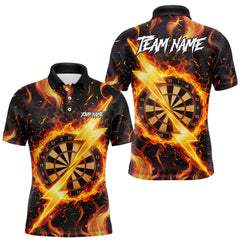Maxcorners Personalized Dartboard Fire Flame Gold Thunder Men's Darts Shirt Custom Darts Team Jersey