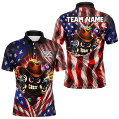 Maxcorners Glowing American Flag Funny 8 Ball Billiard Shirt For Men Custom Patriotic Pool Team Jersey