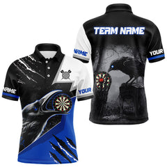 Maxcorners Personalized Raven Darts Shirt For Men Custom Black And Blue Gothic Darts Team Jersey LM2110