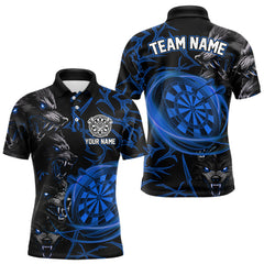 Maxcorners Personalized Wolf Dart Shirts For Men Custom Lights Dartboard Darts Team Jerseys |Blue LM2110