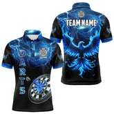 Maxcorners Personalized Lightning Thunder Custom Flaming Phoenix Dart Shirts For Women, Dart Jerseys |Blue