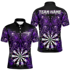 Maxcorners Purple Dartboard Butterfly Skull Darts Shirt For Men Custom Darts Team Jersey Polo & 1/4 Zip TU2212