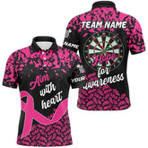 Maxcorners Aim With Heart Hope For Awareness Custom Dart Shirt Breast Cancer Pink Ribbon Darts Jersey