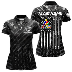 Maxcorners Black US Flag 8 Ball Billiard Shirts For Men Custom Patriotic Billiard Team Shirts, Pool Jerseys LM1625