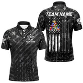 Maxcorners Black US Flag 8 Ball Billiard Shirts For Men Custom Patriotic Billiard Team Shirts, Pool Jerseys LM1625