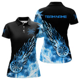 Maxcorners Black And Blue Light Icy Women Darts Polo & Quarter Zip Custom Dart Shirts For Team Dart Jerseys