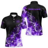 Maxcorners Black And Purple Light Icy Men Darts Polo & Quarter Zip Custom Dart Shirts For Team Dart Jerseys