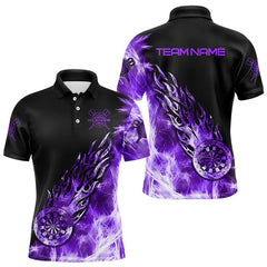Maxcorners Black And Purple Light Icy Men Darts Polo & Quarter Zip Custom Dart Shirts For Team Dart Jerseys