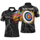 Maxcorners Personalized Archery 3D Target Thunder Lightning Pattern Customized Archery Polo Shirts For Men