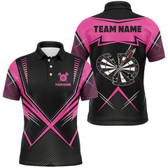 MaxCorners Dart Funny Crack Customized Name, Team Name 3D Polo Shirt For Men