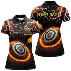 Maxcorners Personalized Fire Archery Target Thunder Lightning Custom Men Archery Polo Shirts, Archery Jerseys