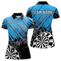 Maxcorners Black And Blue Grunge Darts Shirts For Men Custom Dart Team Jerseys OutfitMT0306