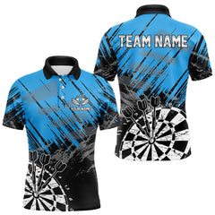 Maxcorners Black And Blue Grunge Darts Shirts For Men Custom Dart Team Jerseys OutfitMT0306