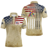 Maxcorners Vintage Gold American Flag Custom Patriotic Billiard Shirts Funny Saying Billiard Jerseys