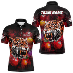 Maxcorners Funny Panther Flaming 8 Ball Billiard Pool Shirt For Men Custom Billiard Team Jerseys |Red