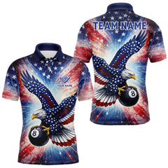 Maxcorners Personalized American Flag Eagle 8 Ball Billiard Shirt For Men, Patriotic Pool Team Jersey TU0302