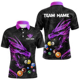 Maxcorners Personalized Purple Black Dragon Billiard Balls Pool Shirts For Men, Billiard League Team Jerseys