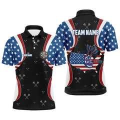 MaxCorners Darts American Flag 4Th Of July Customized Name 3D Polo Shirt For Men