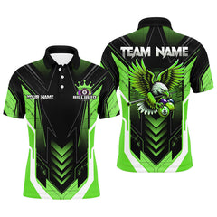 Maxcorners Personalized Funny Eagle Billiard Shirts For Men Custom Name Green Billiard Balls Sports Jerseys