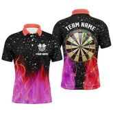 Maxcorners 3D Red And Pink Fire Dartboard Men Darts Polo Shirts Custom Dart Shirts For Team Dart Jerseys