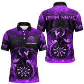 Maxcorners Darts Dragon Fire Flame 3D Printed Darts Shirts For Men Custom Team League Darts Jerseys |Purple MT0609
