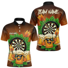 Maxcorners Funny Beer And Dartboard Mens Dart Shirts Custom Dart Jerseys Drinking Team Shirt Polo & 1/4 Zip LM0611