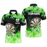 Maxcorners Green Fire Flame Dartboard Men Darts Polo Shirts Custom Darts Shirts For Team Dart Jerseys