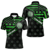 Maxcorners Green Shamrock Retro Us Flag Patriotic Darts Shirts For Men And Women Custom St Patrick Day Darts Jerseys