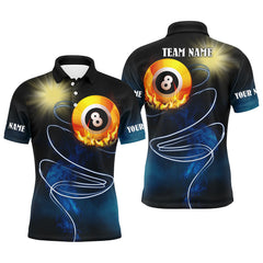 MaxCorners Billiard Flame Full Printing Customized Name, Team Name 3D Polo Shirt