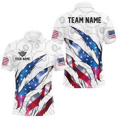 Maxcorners Custom Glowing American Flag 8 Ball Billiard Shirt For Men, Patriotic Billiard Team Jerseys |White TU1108