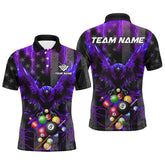 Maxcorners Purple American Flag Thunder Lightning Eagle Billiard Shirt For Men, 3D Pool Balls Billiard Jerseys