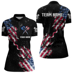 Maxcorners Customized Grunge Us Flag Smoke Darts Polo Shirts, Patriotic Darts Jerseys For Men And Women