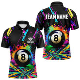 Maxcorners Personalized Colorful 8 Ball Pool Billiard Shirts For Men, Funny Billiard Shirts Pool Team Jerseys Lm173