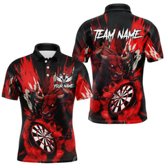 Maxcorners Personalized Red Dartboard Splash Bull Darts Shirt For Men Custom Dart Jersey Team Polo & 1/4 Zip LM0412