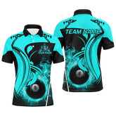 Maxcorners Turquoise 8 Ball Pool Fire Burned Billiard Jersey Multicolor Option Customized Name, Team Name 3D