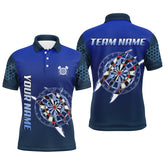 Maxcorners Personalized Blue Darts Tournament Polo & Quarter Zip Custom Dart Shirt For Men Dart Team Jerseys