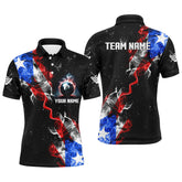 Maxcorners Personalize Grunge Us Flag Smoke Billiard Polo Shirts Custom Patriotic Billiard Jerseys Uniform