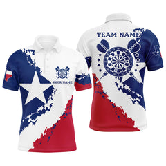 MaxCorners Dart Grunge Texas Flag Customized Name, Team Name 3D Polo Shirt For Men