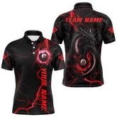 Maxcorners Black And Red 8 Ball Pool Lightning Custom Dragon Men's Billiard Shirts, Billiard Team Jerseys LM1625