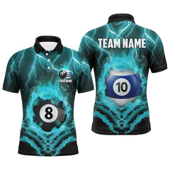 MaxCorners Billiard Billiard 8 & 10 Ball Fire Lightning Customized Name, Team Name 3D Polo Shirt