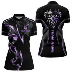 Maxcorners Black And Purple Dartboard Crown Dart Shirts For Women Custom Dart Jersey Team Polo & Quarter Zip