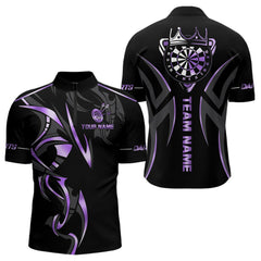Maxcorners Black And Purple Dartboard Crown Dart Shirts For Women Custom Dart Jersey Team Polo & Quarter Zip