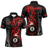 Maxcorners Black And Red Tribal Flame 8 Ball Pool Billiards Shirts Custom Pool Team Jerseys