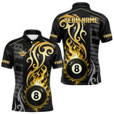 Maxcorners Black And Gold Tribal Flame 8 Ball Pool Billiards Shirts For Men Custom Pool Team Jerseys LM1625