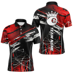 Maxcorners Black And Red 8 Ball Crown Men's Billiard Shirts Custom Billiards Jerseys, Pool League Team Shirts TU2710