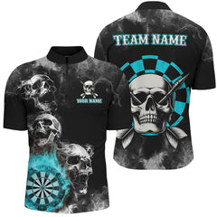 Maxcorners Personalized Blue Darts Smoke Skull Dart Shirts Custom Darts Board Fire Flame Dart Team Jersey