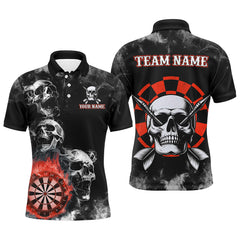 Maxcorners Personalized Red Darts Smoke Skull Dart Shirts Custom Darts Board Fire Flame Dart Team Jersey