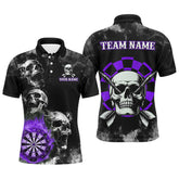 Maxcorners Personalized Purple Darts Smoke Skull Dart Shirt Custom Dart Board Fire Flame Dart Team Jersey