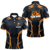 Maxcorners Billiard Jerseys For Men Custom Polo & Quarter-Zip Billiard Team Shirts, 8 Ball Pool Shirt |Orange