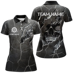Maxcorners Skull Black Grunge Darts Jersey Customized Name, Team Name 3D Polo Shirt